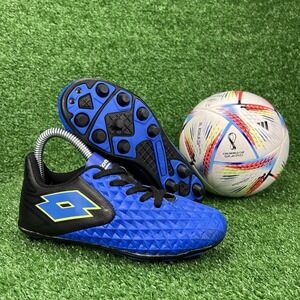 Lotto Forza Elite 2 JR Youth 12 Soccer Cleats Blue Black Futbol Boots FG Junior